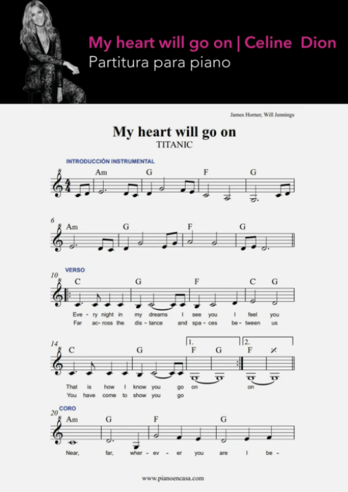 my heart will go on partitura