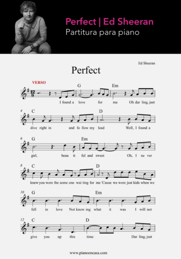 profundidad cliente Picante Perfect Ed Sheeran Partitura Piano | Masterclass Gratis